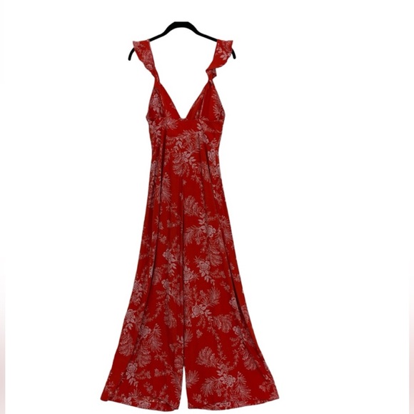 NWT FREE PEOPLE BE THE ONE Jumpsuit Size 4 Red $128 Retail One Piece NEW Buttons - Picture 4 of 4